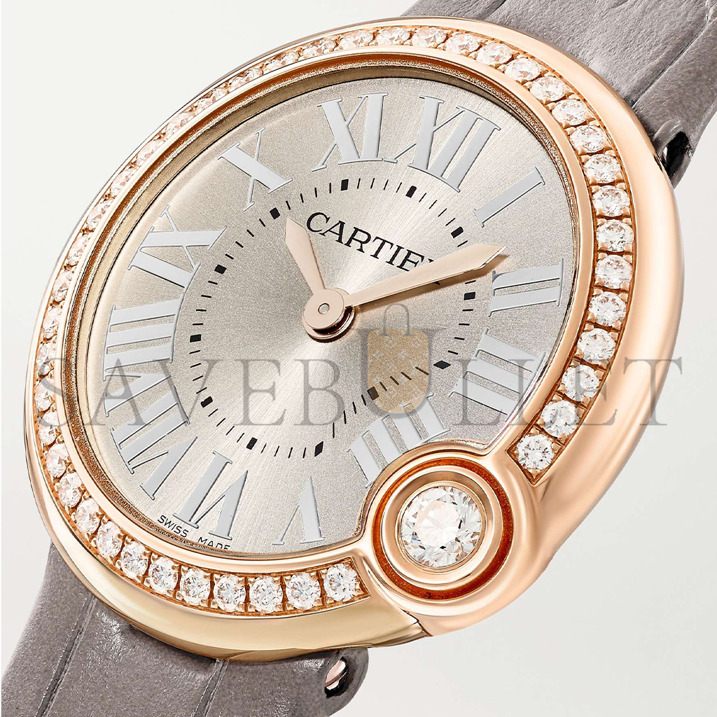 CARTIER BALLON BLANC DE CARTIER 30MM 18-KARAT ROSE GOLD, ALLIGATOR AND DIAMOND WATCH WJBL0008